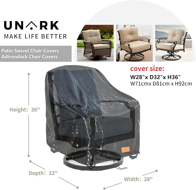 Outdoor Swivel Chair Covers Waterproof 2 Pack, Outdoor Chair Covers Patio - Image 2