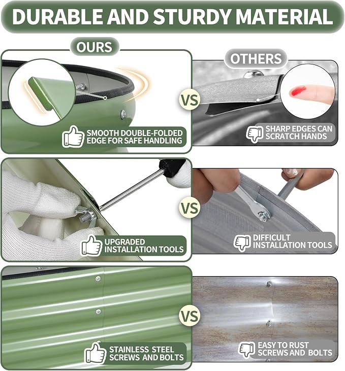 1MORE Galvanized Raised Garden Bed- Planter Garden Boxes Outdoor, Raised Beds - Image 4