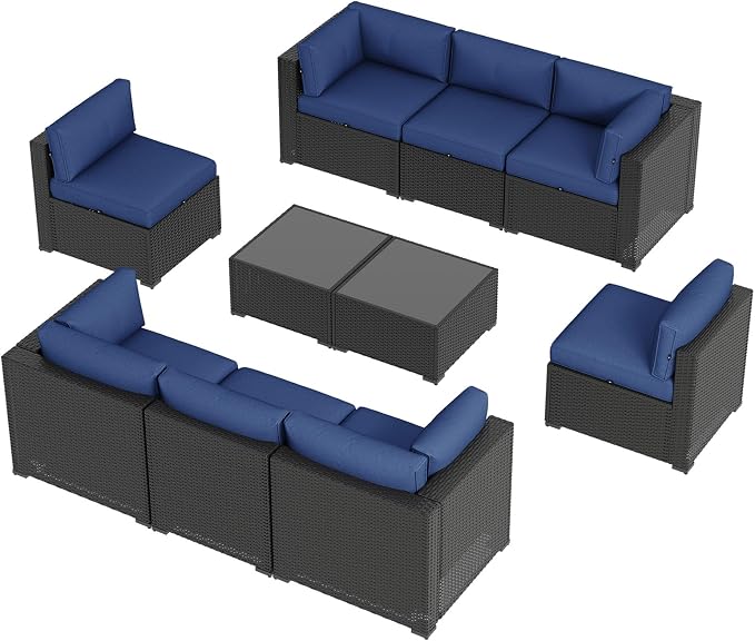 Aoxun 10 Piece Patio Furniture Set Wicker Rattan Patio Sectional Sofa Set - Image 7
