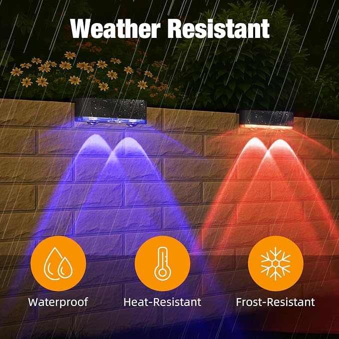 Peasur Solar Fence Lights Outdoor RGB, 4 Pack Step Light Solar Powered - Image 5