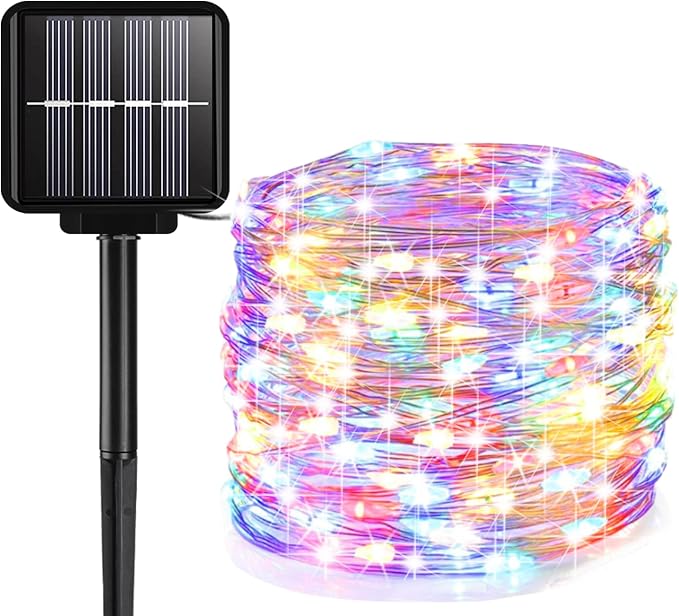 Solar String Lights Outdoor, 33 Feet 100 LEDs 8 Modes Solar Fairy Lights by ALENEY