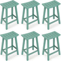Outdoor Bar Stools Set of 6, 24 Inch All-Weather HDPE Counter Height Chairs by KULAMOONLIFEHOUSE