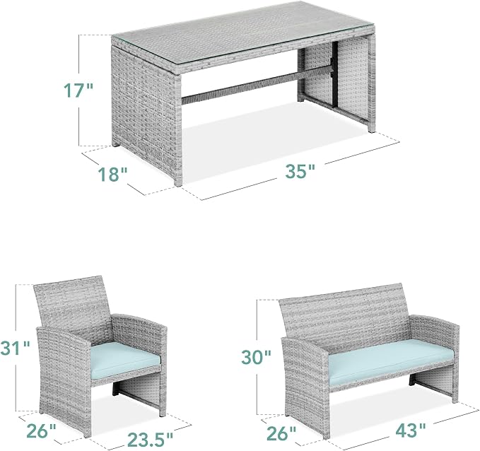 Best Choice Products 4-Piece Outdoor Wicker Patio Conversation Furniture Set - Image 7