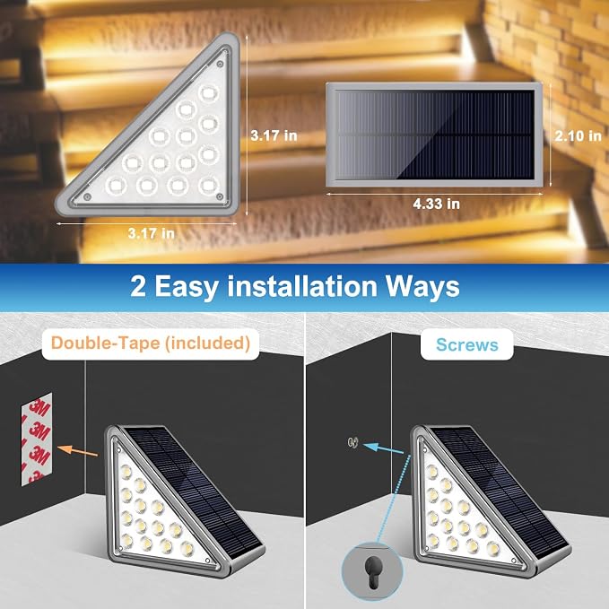 Solar Step Lights Outdoor Stair Light, Deck Lights Outdoor Powered IP65 - Image 9