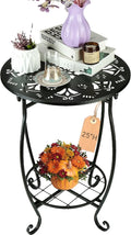 25 Inch High Patio Side Table, 18 Inch Wide Round Metal Side Table, Weather by Fashion%26cool