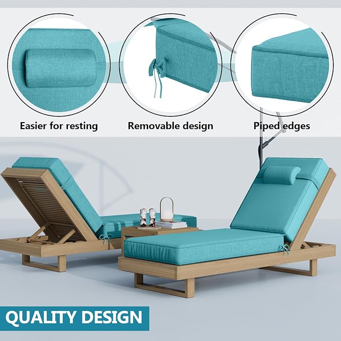 72 x 21 x 4 Inch Olefin Chaise Lounge Cushions, Lounge Chair Cushions - Image 3