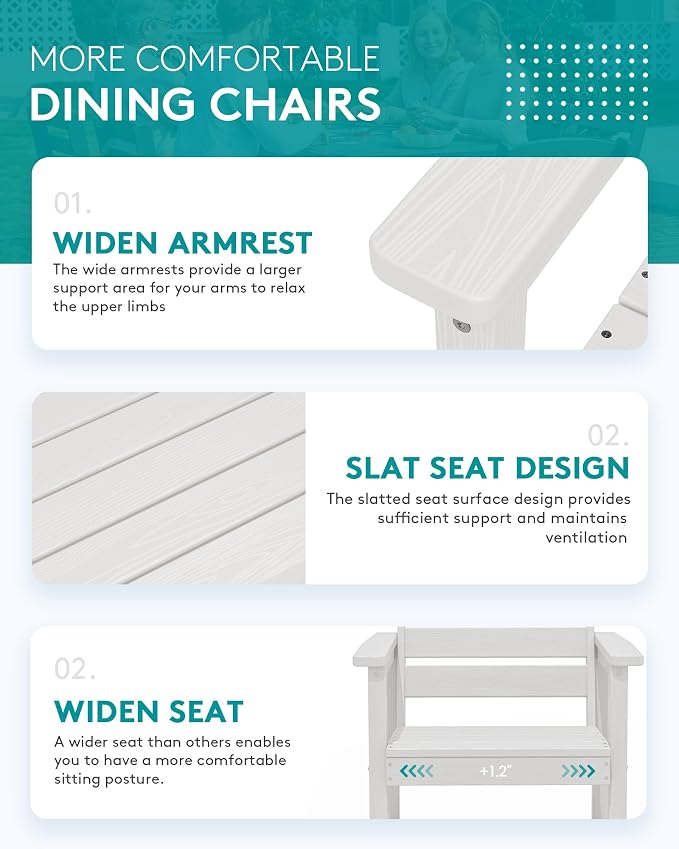 SERWALL 9-Piece Outdoor Dining Set, All Weather HDPE Outdoor Furniture Set - Image 6