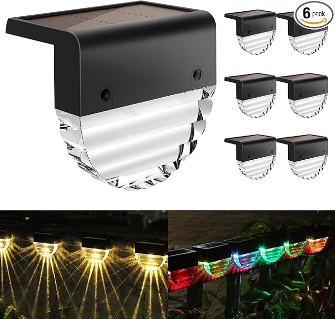 Solar Deck Lights, 6 Pack Waterproof LED Solar Step Light Outdoor, Fence Lights by Melunar