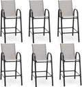 HOMREST Outdoor Bar Height Stools Set of 6, High Back Patio Chairs by HOMREST