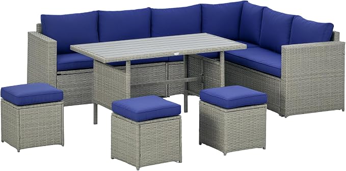 Outsunny Wicker Outdoor Patio Furniture Set, L-Shaped 7 Piece Outdoor Dining by Outsunny