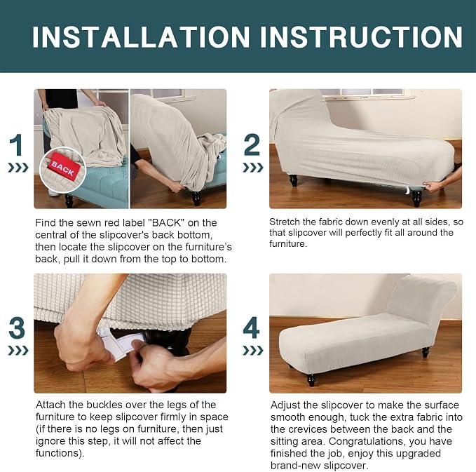 FantasDecor Chaise Lounge Cover Stretch Armless Chair Slipcover - Image 7