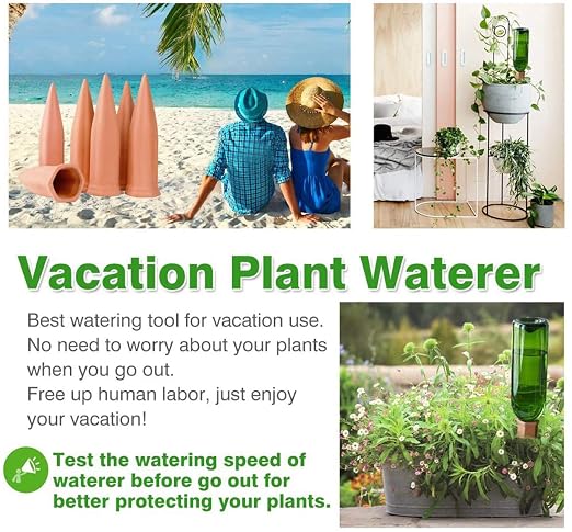 Plant Watering Devices 6 Pack Terracotta Vacation Plant Waterer Wine Bottle - Image 5