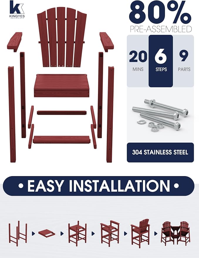 KINGYES Tall Adirondack Chair Set of 2 - Image 5