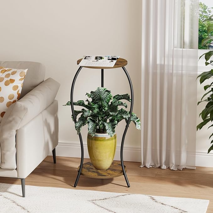 Plant Stand Indoor, 2 Tier Round Tall Plant Stand, Flower Pot Stand, Plant - Image 4