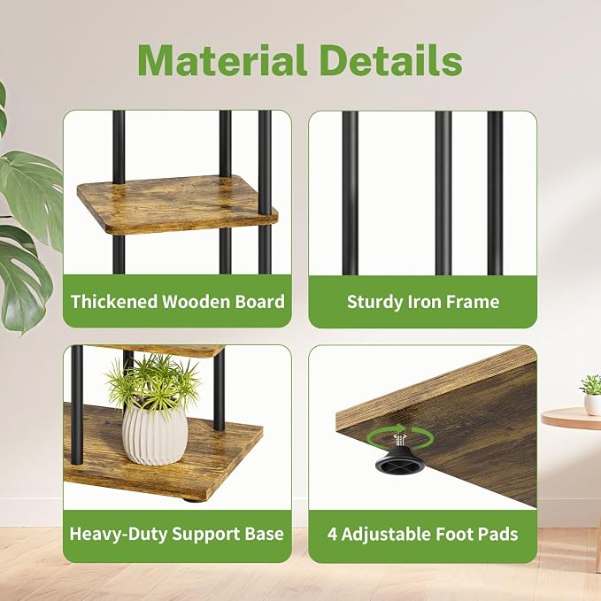 iDavosic.ly 4 Tier Plant Stand Indoor, Tiered Corner Metal Wood Multiple Flower - Image 3