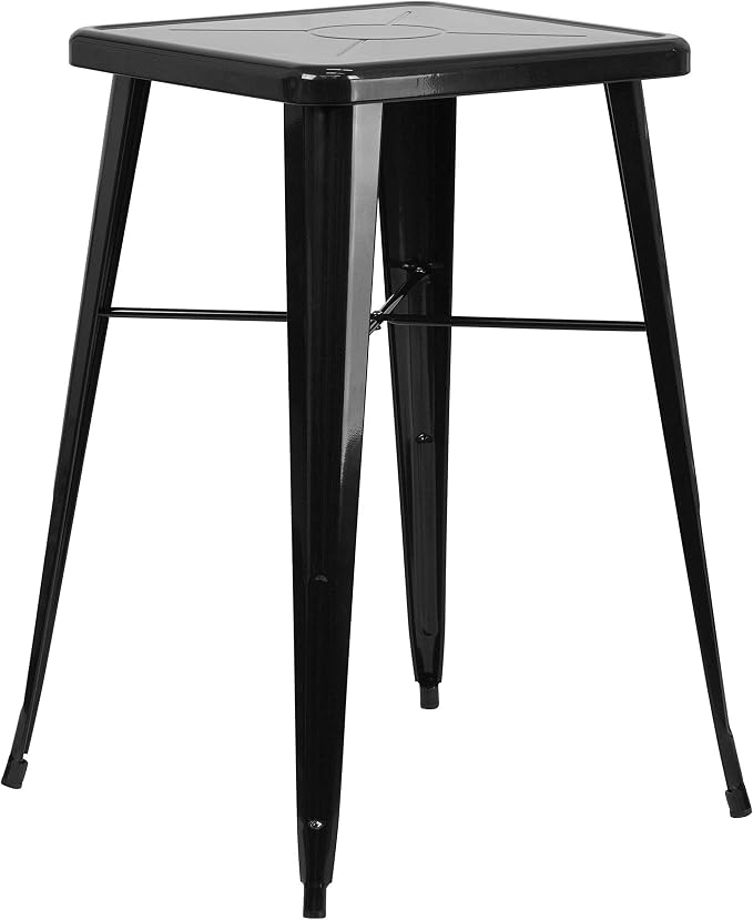 Flash Furniture Commercial Grade 23.75" Square Red Metal Indoor-Outdoor Bar - Image 5