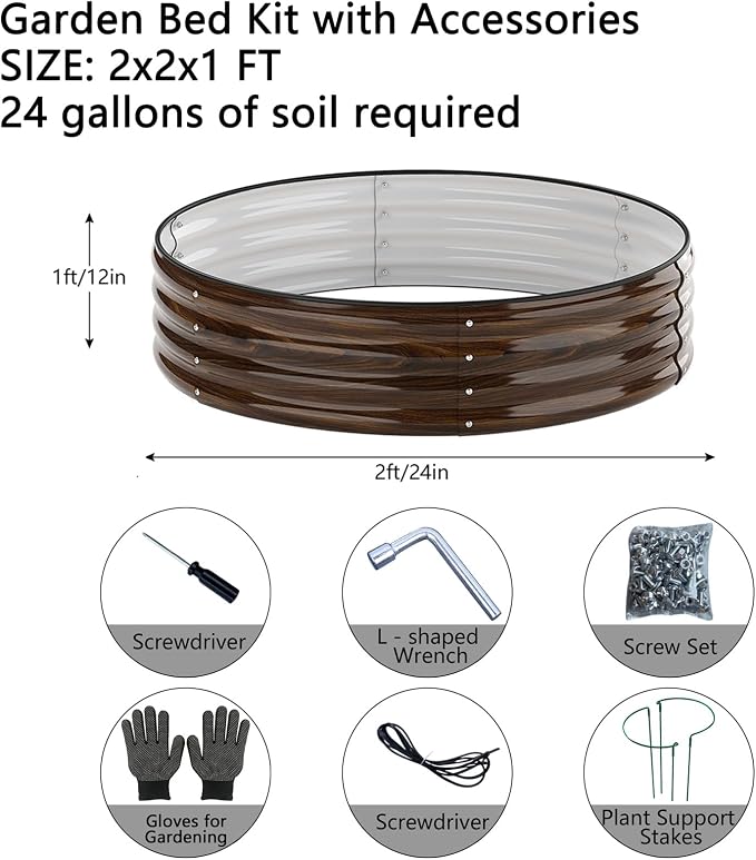 Galvanized Metal Planter Round Raised Garden Bed Kit - Image 2