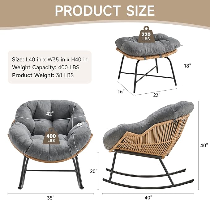 ONBRILL Papasan Rocking Chair - Image 2
