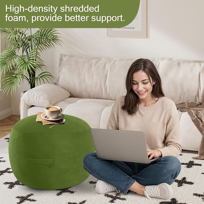 MeMoreCool Round Stuffed Pouf Ottoman Foot Rest, Floor Pouf Foot Stool - Image 5
