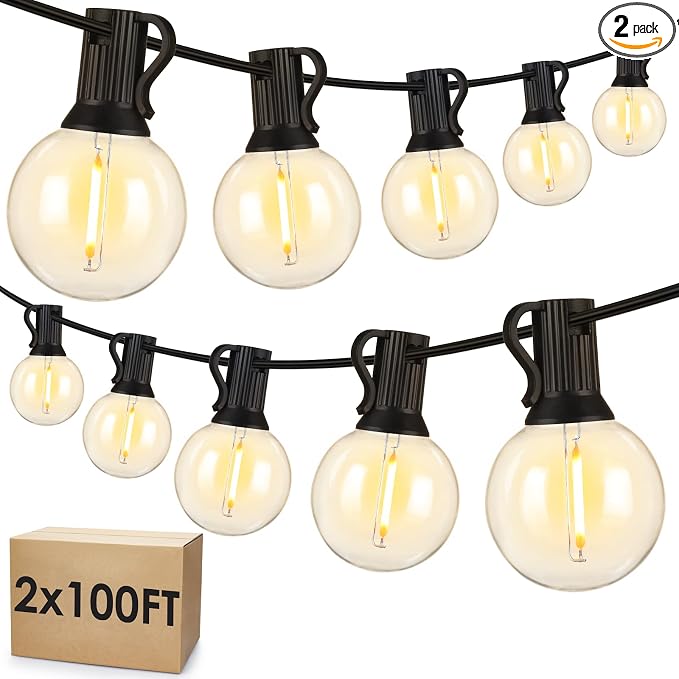 Mlambert 200Ft LED Outdoor String Lights Waterproof Dimmable G40 Globe Patio by Mlambert