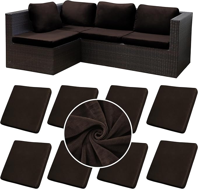 8Pcs Stretch Velvet Patio Cushion Cover, by BIETYONE