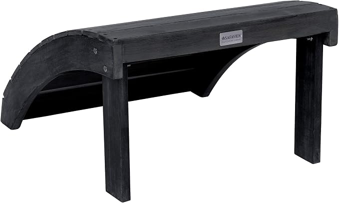 Safavieh PAT6701K Outdoor Collection Mopani Ottoman, Dark Slate Grey - Image 5