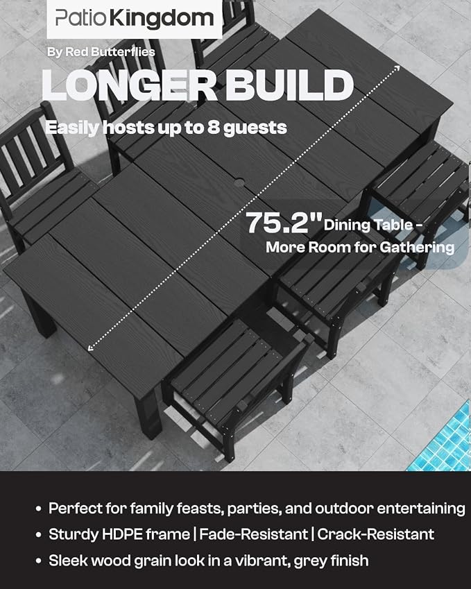 5-Piece Black Outdoor Dining Set - Image 3