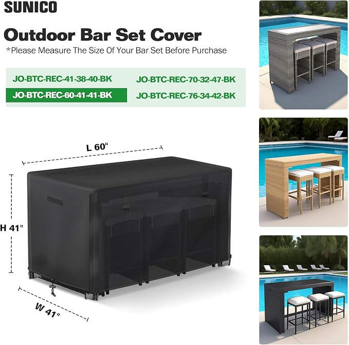 7 Piece Outdoor Bar Height Dining Set Cover - Image 3