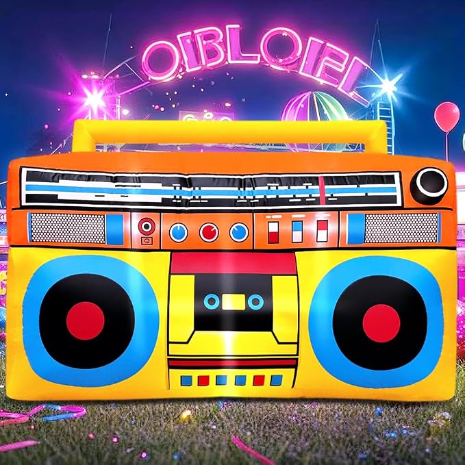 80's 90's Party Decoration 5FT Inflatable Radio Boombox Decorations, Blow up - Image 6