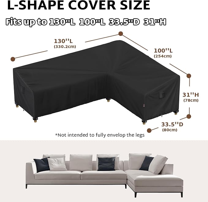 iBirdie Outdoor Patio Furniture Cover fit 130" x 100", Waterproof Weatherproof - Image 3