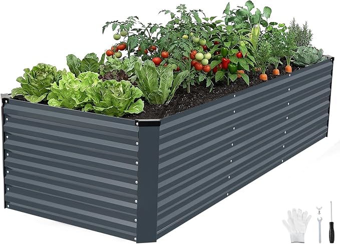 INNO STAGE 8x3x2ft Galvanized Raised Garden Bed, Raised Garden Bed Kit-Metal by INNOSTAGE
