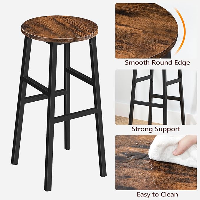 Bar Stools, 28 Inch Kitchen Breakfast Bar Chairs, Industrial Bar Stools - Image 6
