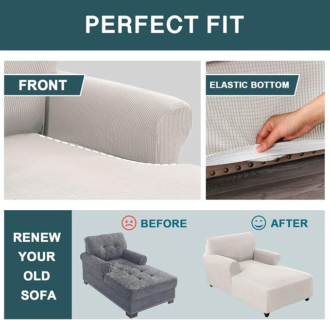 FantasDecor Chaise Lounge Cover Stretch Chair Lattice Slipcover - Image 6