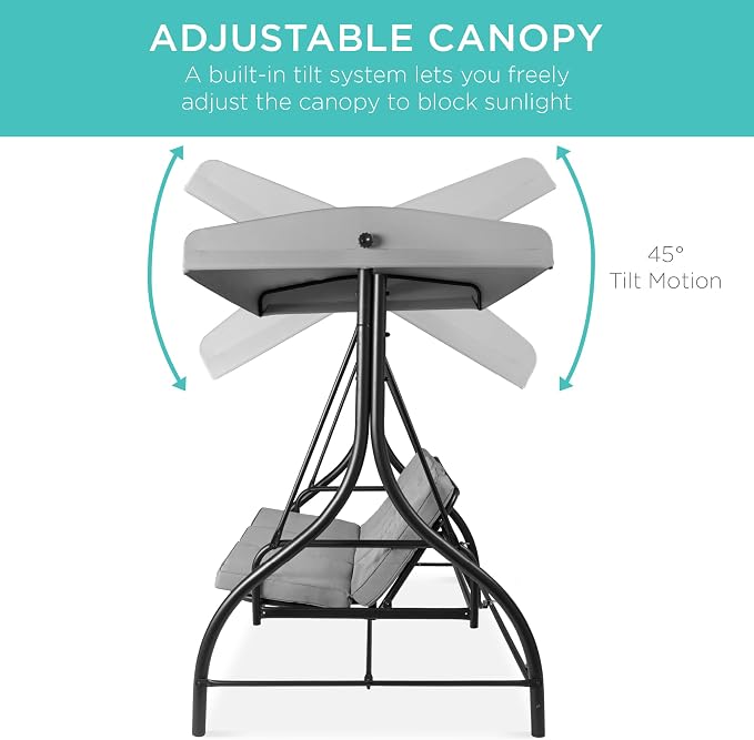 Best Choice Products 3-Seat Outdoor Large Converting Canopy Swing Glider - Image 5