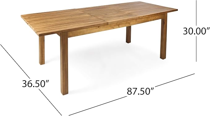 Christopher Knight Home Wilson Outdoor Expandable Acacia Wood Dining Table - Image 3