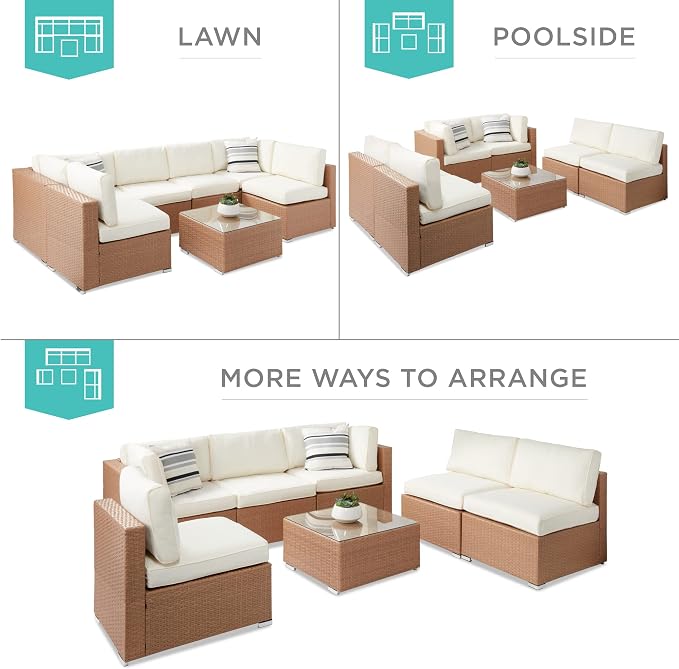Best Choice Products 7-Piece Modular Outdoor Sectional Wicker Patio - Image 3