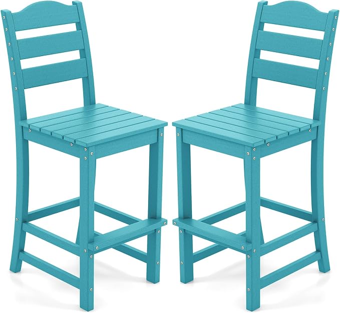 Giantex Outdoor HDPE Bar Stool, Patio Tall Bar Chair by Giantex
