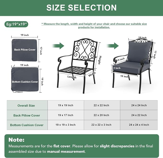Patio Chair Cushions, Water Resistant Backrest Pillow and Seat Cushion Set - Image 7