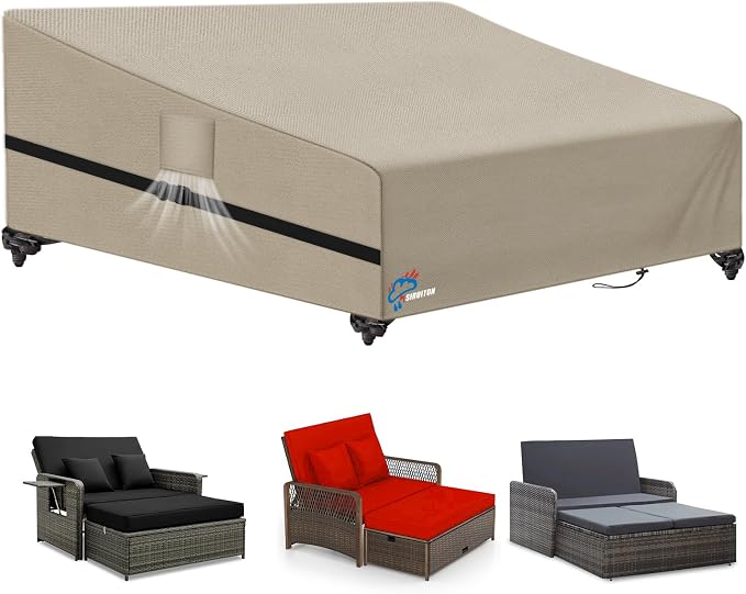 SIRUITON Garden Patio Rattan Daybed Cover Patio Bed Cover 69" W x 71" D x 31.5" by SIRUITON