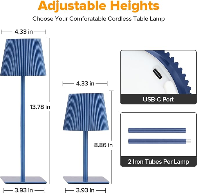 LUTEC 4 Pack Cordless Table Lamp, 6000mAh Rechargeable Battery Operated Desk - Image 4