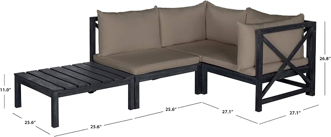 SAFAVIEH Outdoor Collection Lynwood Dark Slate Grey and Taupe Modular Outdoor - Image 5