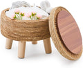 Cpintltr Storage Ottoman Poufs Handwoven Footstool Natural Seagrass Round by CpintltrFruniture