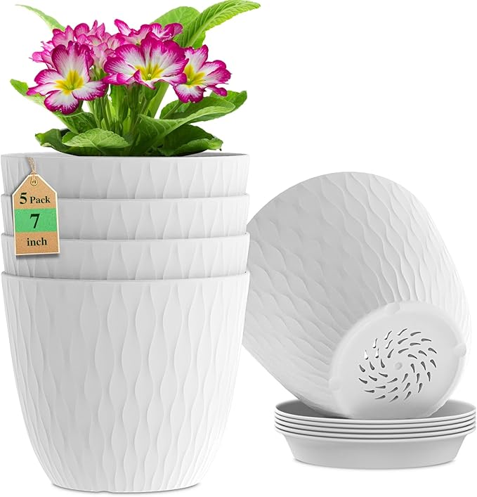 7 inch Plant Pots, 5 Pack Flower Pots by WSMKSZ
