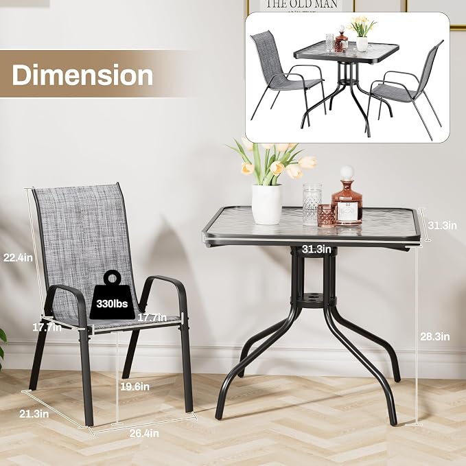 TLSUNNY Patio Dining Set 5 Pieces, All Weather Outdoor Furniture W/30"X 30" - Image 2