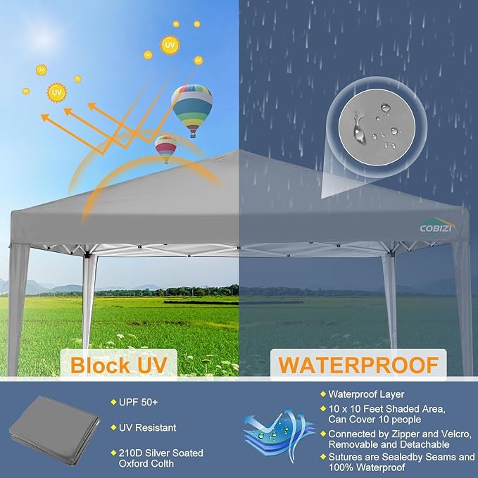 COBIZI 10x10 Pop Up Canopy Tent - Image 7