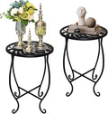 Small Side Tables for Small Space, 2 Pack Metal Outdoor Indoor Side Table by Aonagi