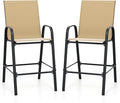 Tangkula Outdoor Bar Stools Set of 2, Enlarged Seat & Metal Frame, Tall Patio by TANGKULA