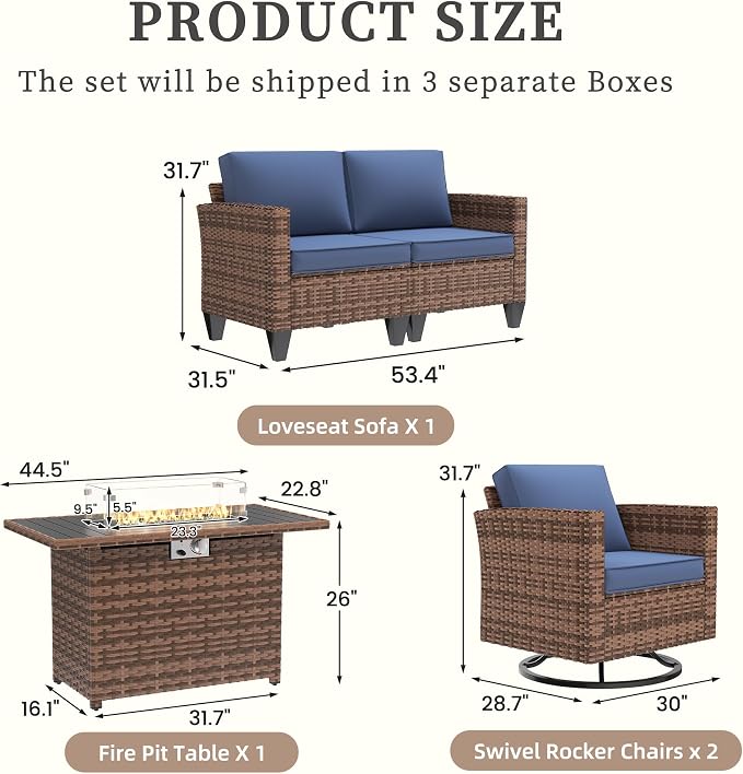 UDPATIO 5 Pieces Patio Furniture Set - Image 3