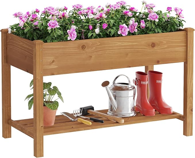 FILWH Raised Garden Bed with Legs Elevated Wooden Planter Box Stand Large by FILWH