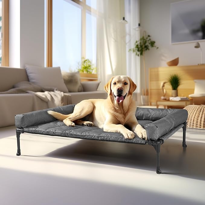 Veehoo Cooling Elevated Dog Bed Add Removable Waterproof Bolster Cushion Mat by Veehoo
